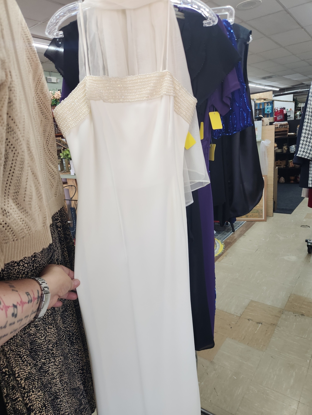 Dave & Johnny Ivory Beaded Strap Bridal Gown